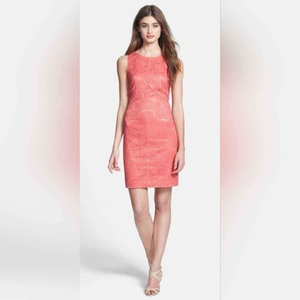 Vince Camuto Coral Sheath Midi Dress Sleeveless Size 10